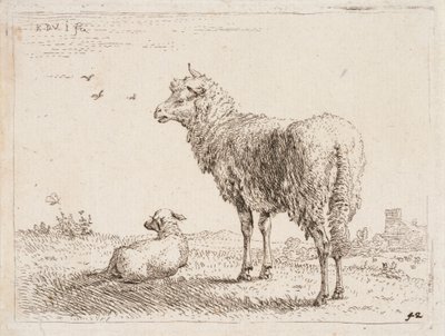 Owca z jagnięciem autorstwa Karel Dujardin