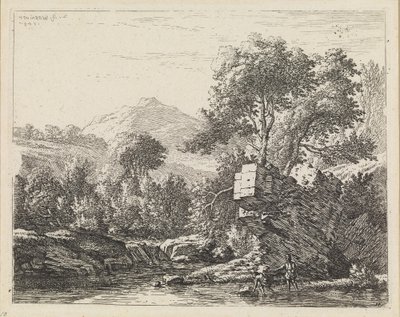 Dwaj mężczyźni przy kamieniu w wodzie autorstwa Karel Dujardin