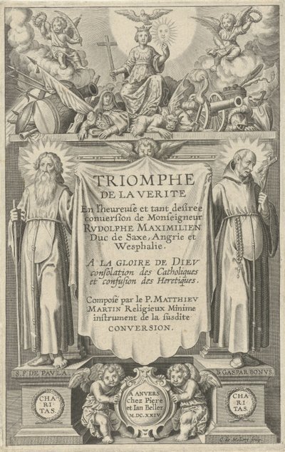 Strona tytułowa dla: Triomphe de la Verite, 1624 autorstwa Karel van Mallery