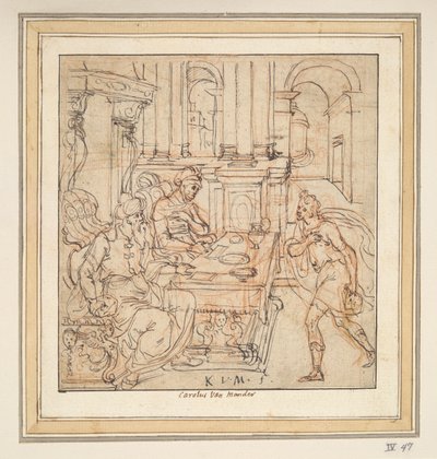 Syn marnotrawny żegna się z rodzicami [?] autorstwa Karel van Mander I
