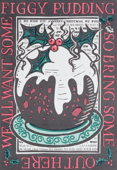 Figgy Pudding, 1998 (linoryt na papierze) autorstwa Karen Cater