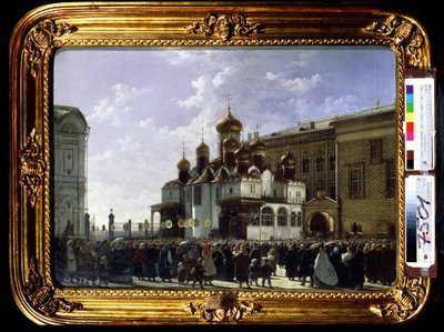 Procesja wielkanocna pod katedrą Zwiastowania Marii w Moskwie. Obraz Karola Pietrowicza Bodriego (1812-1894). Olej na płótnie, 61 x 85 cm autorstwa Karl Fridrikh Petrovich Bodri