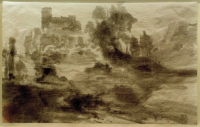 Krajobraz z zamkiem (lub kościołem) autorstwa Carl Blechen