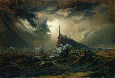 Burzliwe morze z latarnią morską autorstwa Carl Blechen
