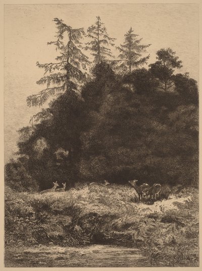 Jelenie w parku autorstwa Karl Bodmer