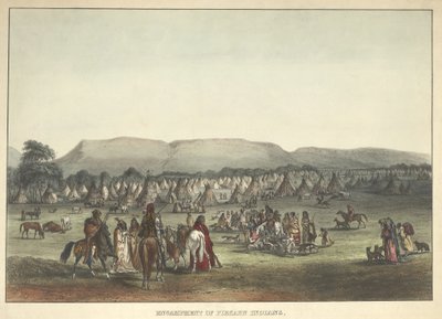 Obozowisko Indian Piekann, wyd. 1842 autorstwa Karl Bodmer