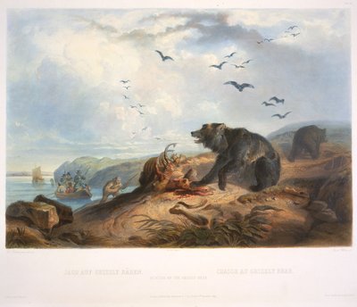 Polowanie na niedźwiedzia grizzly autorstwa Karl Bodmer