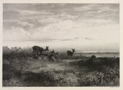 Krajobraz z jeleniem autorstwa Karl Bodmer