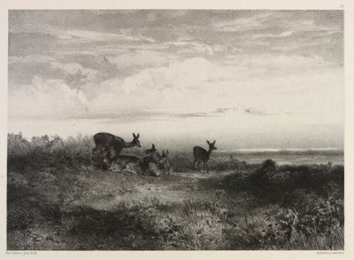 Krajobraz z jeleniem, ok. 1930 r. 1840. autorstwa Karl Bodmer