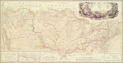Mapa ilustrująca trasę księcia Maksymiliana z Wied we wnętrzu Ameryki Północnej z Bostonu do Upper Missouri autorstwa Karl Bodmer