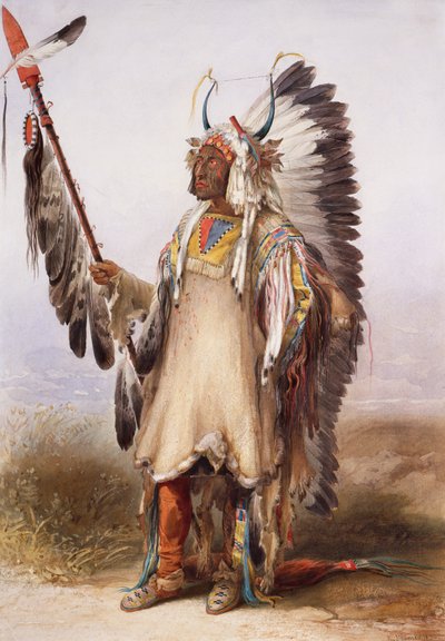 Mató-Tópe, Wódz Mandan autorstwa Karl Bodmer
