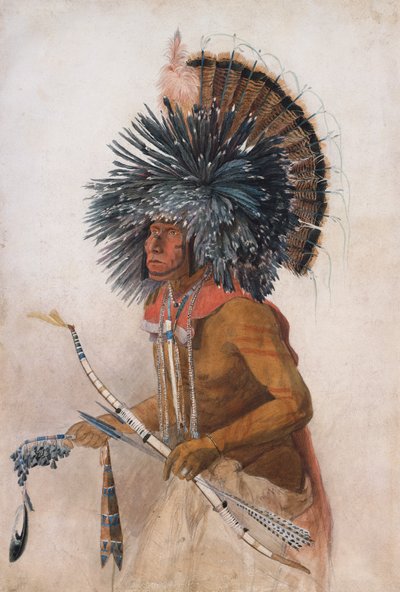Pehriska-Ruhpa, wojowniczka Hidatsa, w kostiumie Psiego Tańca autorstwa Karl Bodmer