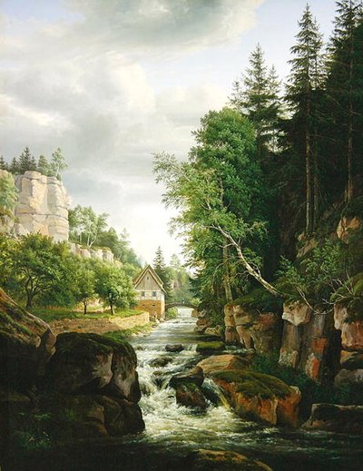 Młyn w dolinie Muehle, Liebenthal autorstwa Karl Christian Sparmann