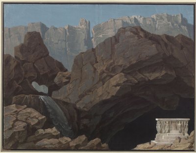 Alceste. Opera Christopha Willibalda Glucka. Projekt 4. dekoracji. Wejście do podziemi autorstwa Karl Friedrich Schinkel
