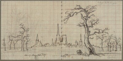 Widok miasta z wyniosłą katedrą w zimowym krajobrazie autorstwa Karl Friedrich Schinkel