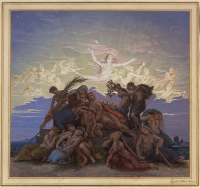 Berlin. Stare Muzeum przy Lustgarten. Projekt malowidła ściennego „Żałoba przy kurhanie” autorstwa Karl Friedrich Schinkel