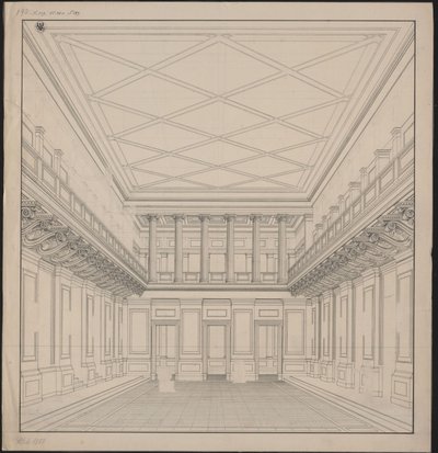 Berlin. Schauspielhaus przy Gendarmenmarkt, sala koncertowa. Widok autorstwa Karl Friedrich Schinkel