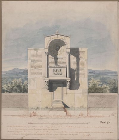 Bonn. Projekt pomnika nagrobnego dla Bartholda Georga Niebuhra, z reliefowym portretem małżonków autorstwa Karl Friedrich Schinkel