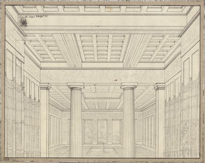Dydona. Opera Bernharda Kleina. Projekt 3. dekoracji. Komnata w pałacu autorstwa Karl Friedrich Schinkel