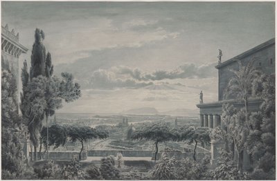 Rezydencja księcia. Prywatny ogród książęcej pary z widokiem na miasto i morze autorstwa Karl Friedrich Schinkel