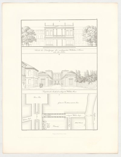Przedłużona Wilhelmstraße, plansza 19 z serii „Zbiór projektów architektonicznych” autorstwa Karl Friedrich Schinkel