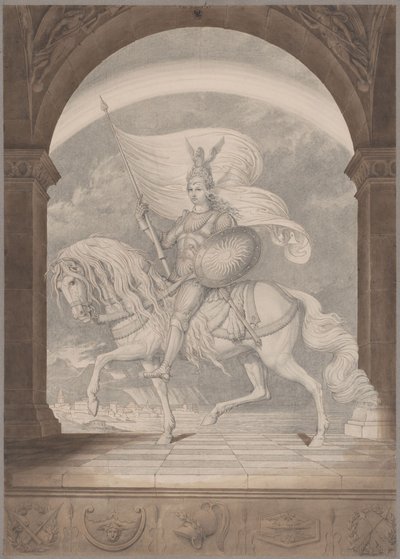 Jeździec konny w pełnej zbroi / Geniusz Prus jako rycerz autorstwa Karl Friedrich Schinkel