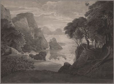 Skalisty krajobraz nadmorski z zamkiem autorstwa Karl Friedrich Schinkel