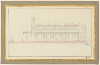 Przekrój podłużny katedry berlińskiej autorstwa Karl Friedrich Schinkel