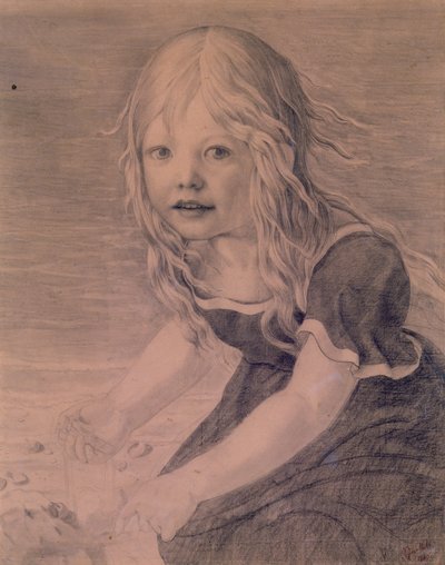 Portret córki artystki, Marie, na wybrzeżu autorstwa Karl Friedrich Schinkel
