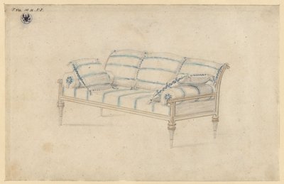 Poczdam-Sanssouci. Pałac Charlottenhof. Sofa autorstwa Karl Friedrich Schinkel