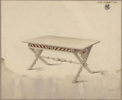 Poczdam. Pałac Babelsberg (?). Projekt skośnego stołu autorstwa Karl Friedrich Schinkel