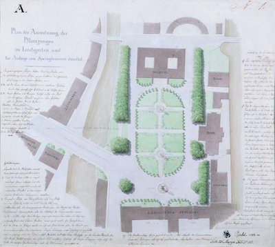 Przeprojektowanie Lustgarten, 1828 (toaleta i długopis i atrament na papierze) autorstwa Karl Friedrich Schinkel