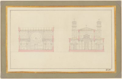 Odcinek skrzyżowania i West End katedry w Berlinie autorstwa Karl Friedrich Schinkel