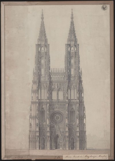 Strasburg. Katedra. Projekt ukończenia zachodniej fasady autorstwa Karl Friedrich Schinkel