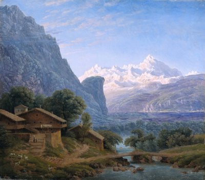 Widok na Mont Blanc - Karl Friedrich Schinkel (1781-1841). olej na płótnie autorstwa Karl Friedrich Schinkel