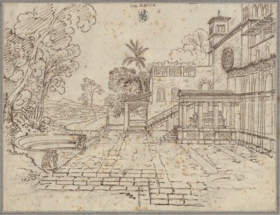 Dziedziniec przed kościołem z pomnikiem autorstwa Karl Friedrich Schinkel