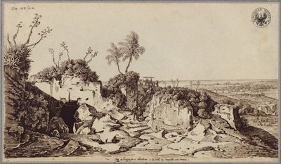 Między Syrakuzami a Lentini, z widokiem na Augustę i morze autorstwa Karl Friedrich Schinkel