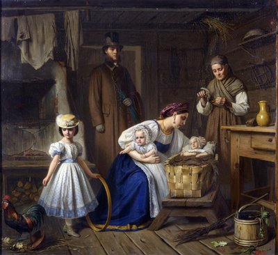 Mamka odwiedziła swoje chore dziecko par Wenig, Karl Bogdanovich (1830-1908) autorstwa Karl Gottlieb Wenig
