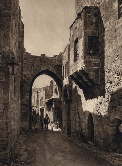 Jerozolima, scena uliczna (zdjęcie czarno-białe) autorstwa Karl Grober
