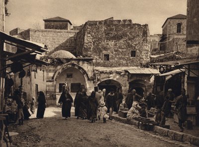Jerozolima, scena uliczna (zdjęcie czarno-białe) autorstwa Karl Grober