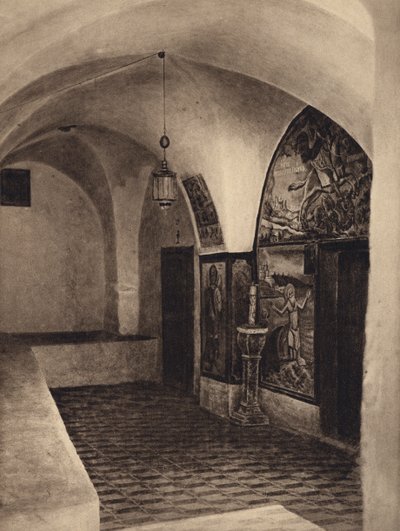 Mar Saba, kaplica Chryzorrhoa (zdjęcie czarno-białe) autorstwa Karl Grober