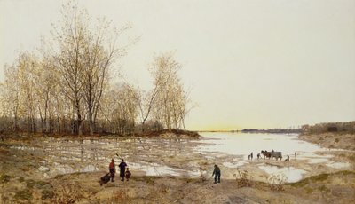 Zalany lasem pejzaż, ok. 1875-80 (olej na płótnie) autorstwa Karl Heffner