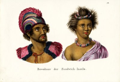 Ludzie z Hawajów, 1824 autorstwa Karl Joseph Brodtmann