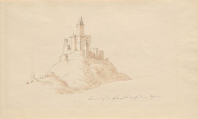 Stary zamek Gutenfels w pobliżu Kaub nad Renem autorstwa Karl Julius Von Leypold