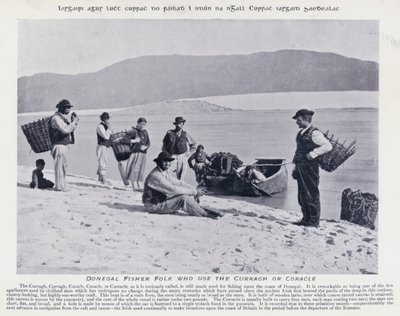 Donegal Fisher Folk, który używa Curragh lub Coracle (zdjęcie czarno-białe) autorstwa Karl Karlovich Piratsky