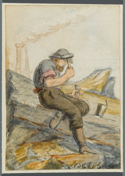 Stone Worker, 1864 (wc na czarnym podrysie medialnym) autorstwa Karl L.H. Mueller