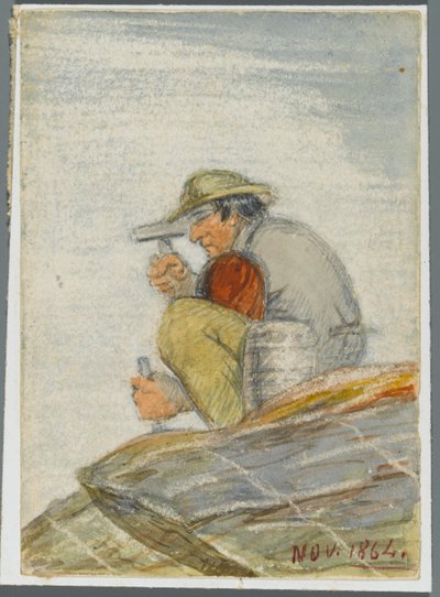 Stone Worker, 1864 (wc na czarnym podrysie medialnym) autorstwa Karl L.H. Mueller