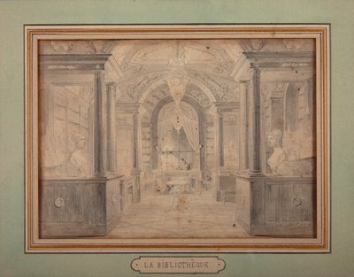 Napoleon przy pracy w bibliotece Chateau de Malmaison, ok.1806 autorstwa Karl Loeillot Hartwig
