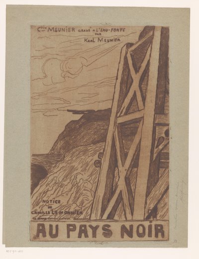 Górski krajobraz z budownictwem przemysłowym Strona tytułowa dla: Lemonnier, Au Pays Noir, [1885] autorstwa Karl Meunier