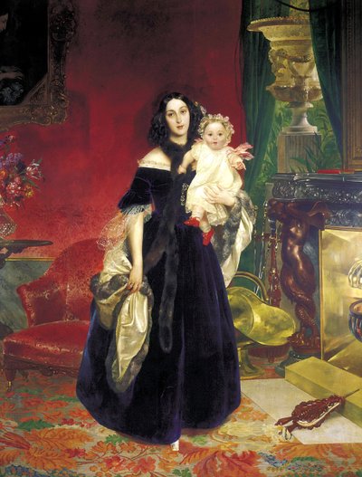 Maria Arkadyevna Stolypina Beck 1819-1889 z córką, 1840. autorstwa Karl Pavlovich Bryullov